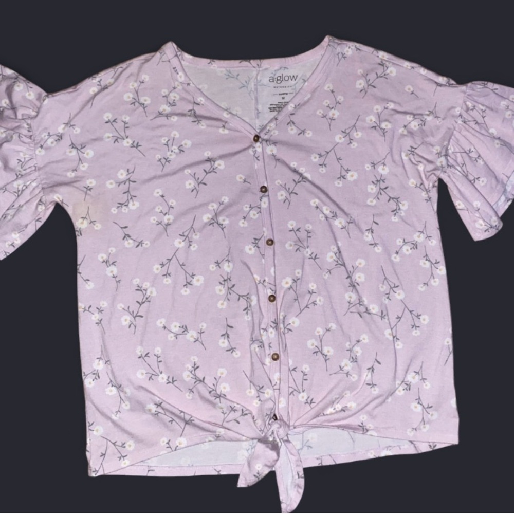 a:glow Women's Light Purple Floral Blouse